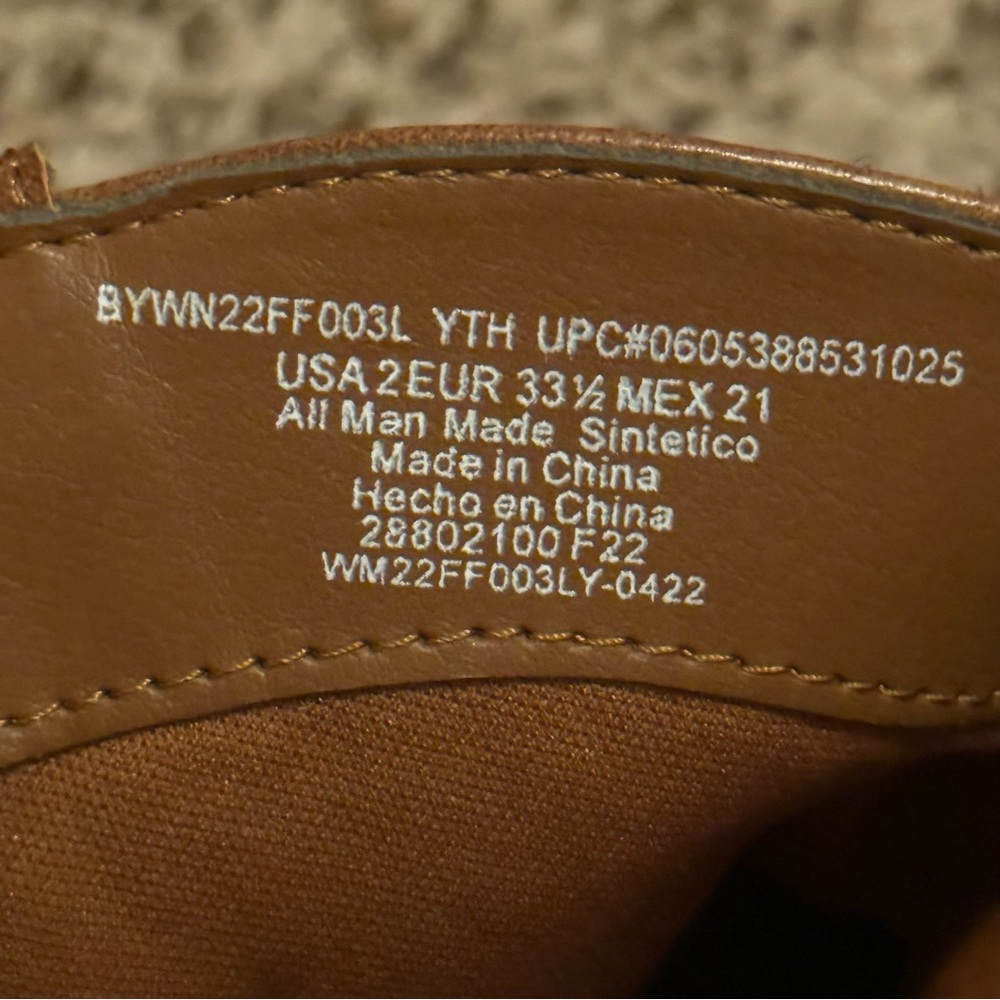 Youth Unisex Brown Western Boots Size 2 - Picture 5 of 6